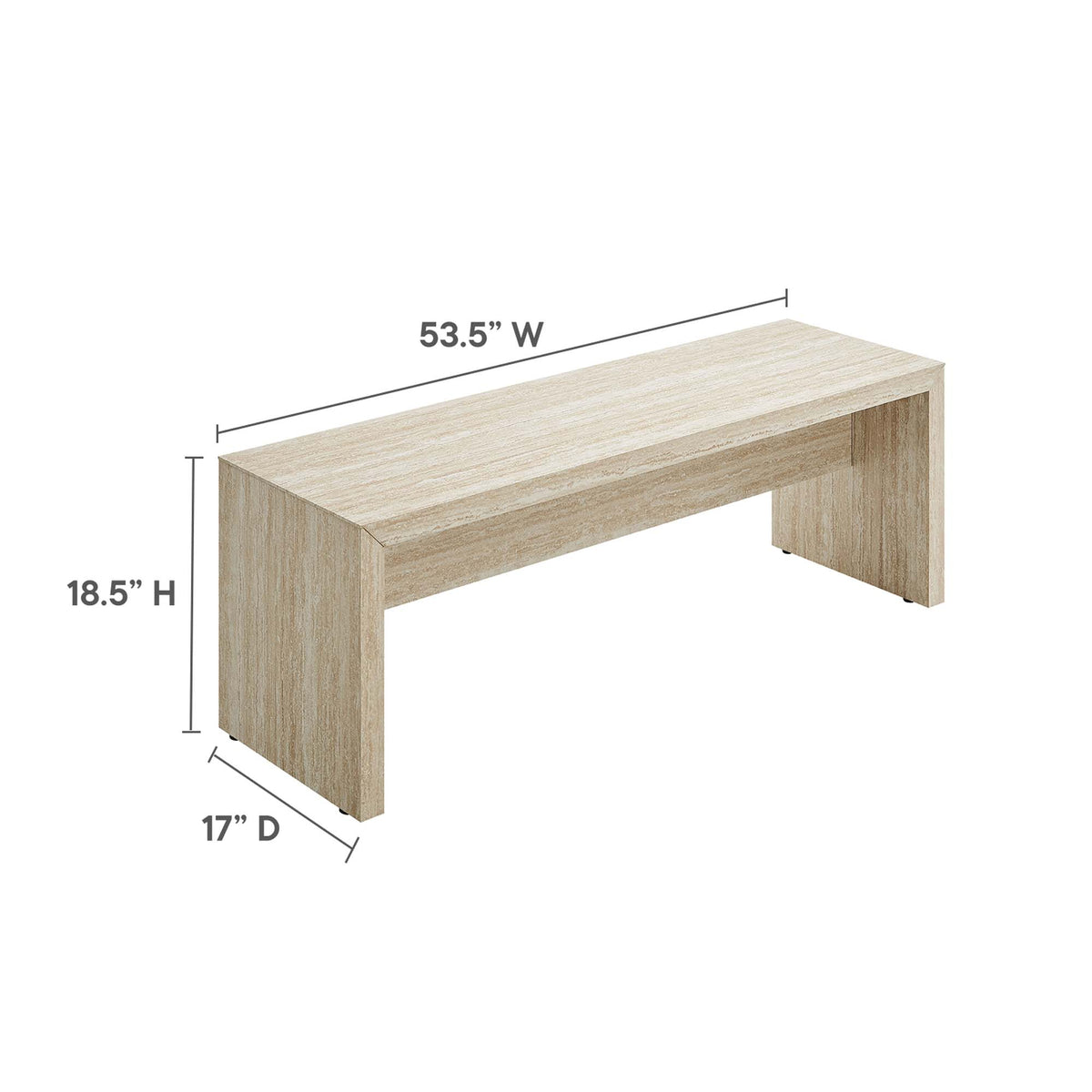 Mirella 53.5" Faux Travertine Bench