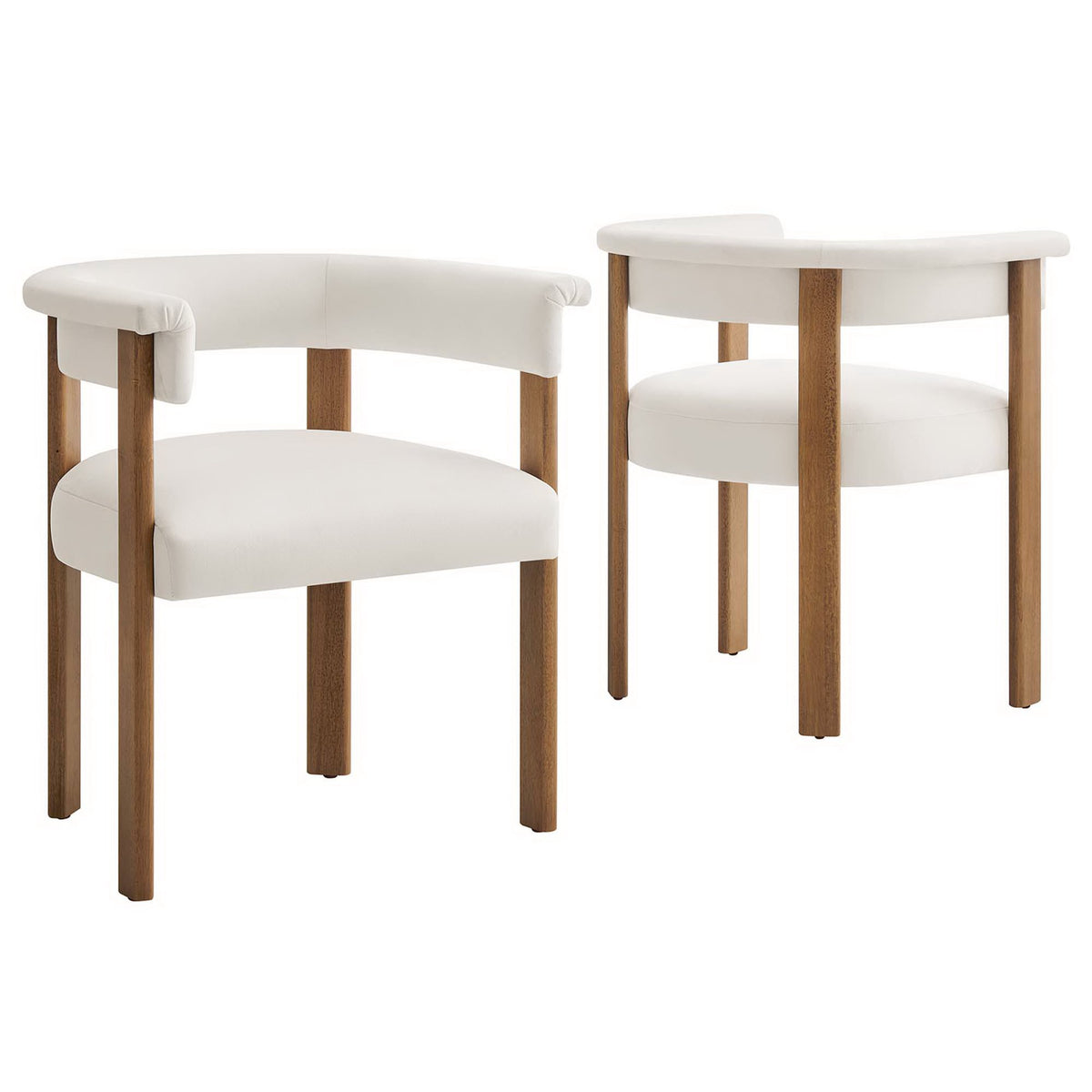 Imogen Performance Velvet Barrel Dining Chairs Set of 2 - Alabaster Deep Brown