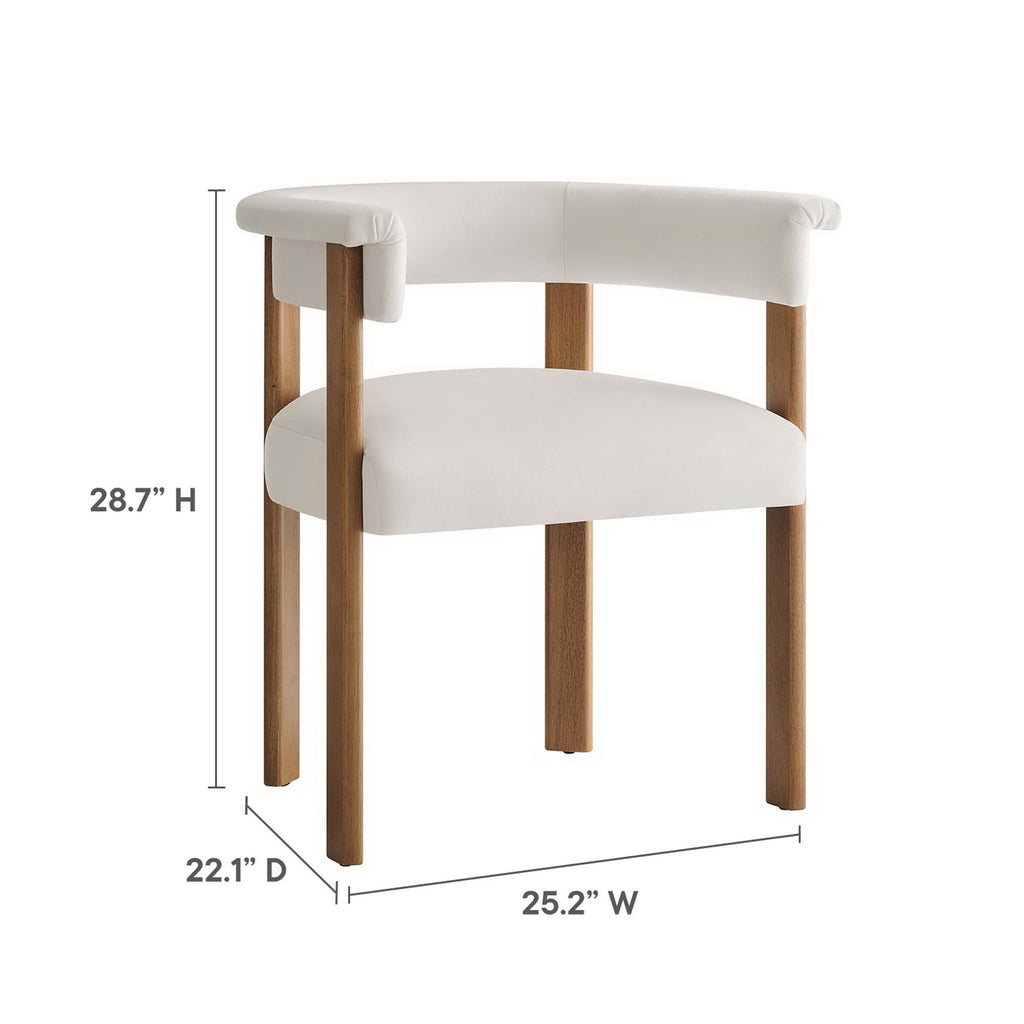 Imogen Performance Velvet Barrel Dining Chairs Set of 2 - Alabaster Deep Brown