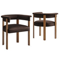 Imogen Performance Velvet Barrel Dining Chairs Set of 2 - Chocolate Brown Deep Brown