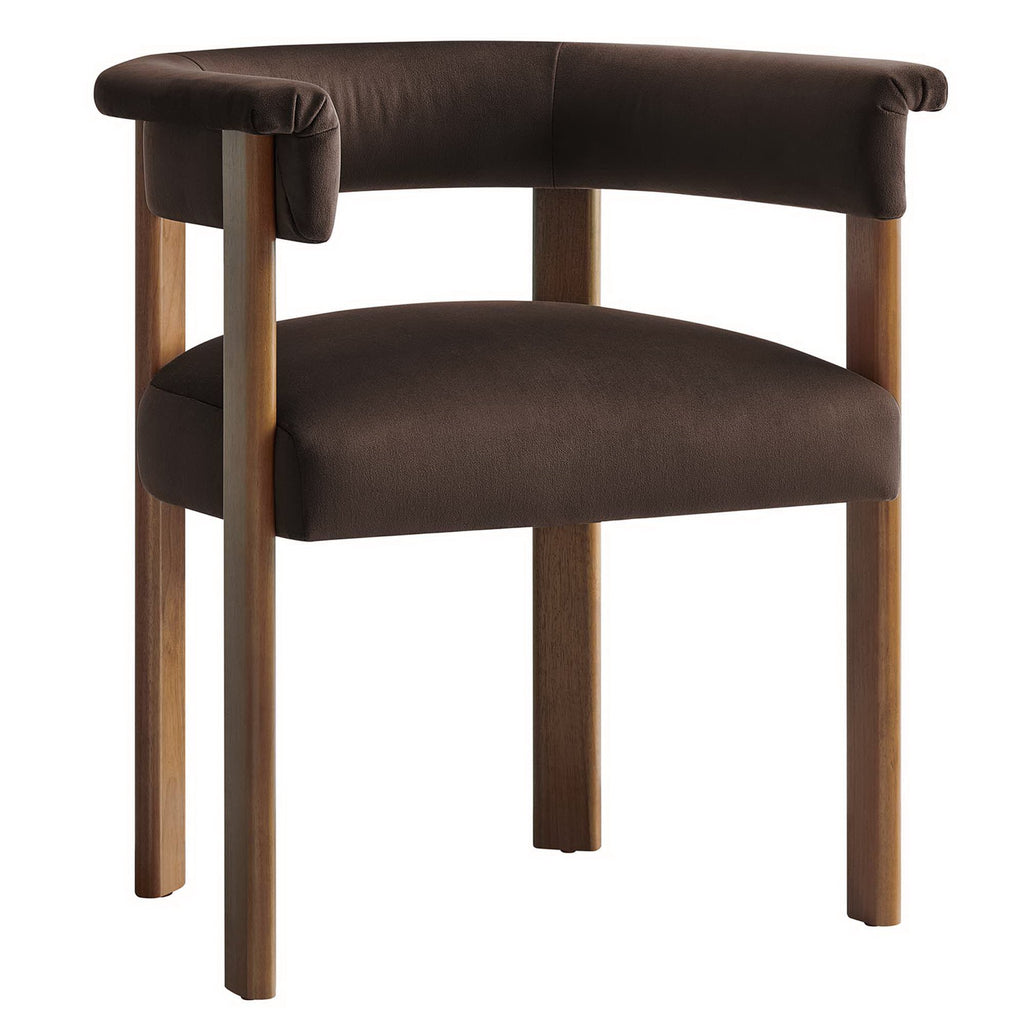 Imogen Performance Velvet Barrel Dining Chairs Set of 2 - Chocolate Brown Deep Brown