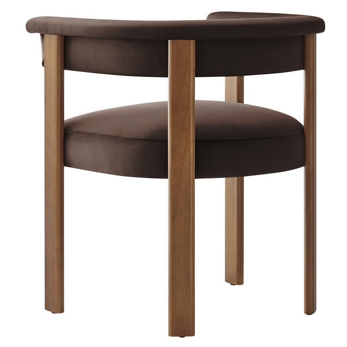 Imogen Performance Velvet Barrel Dining Chairs Set of 2 - Chocolate Brown Deep Brown