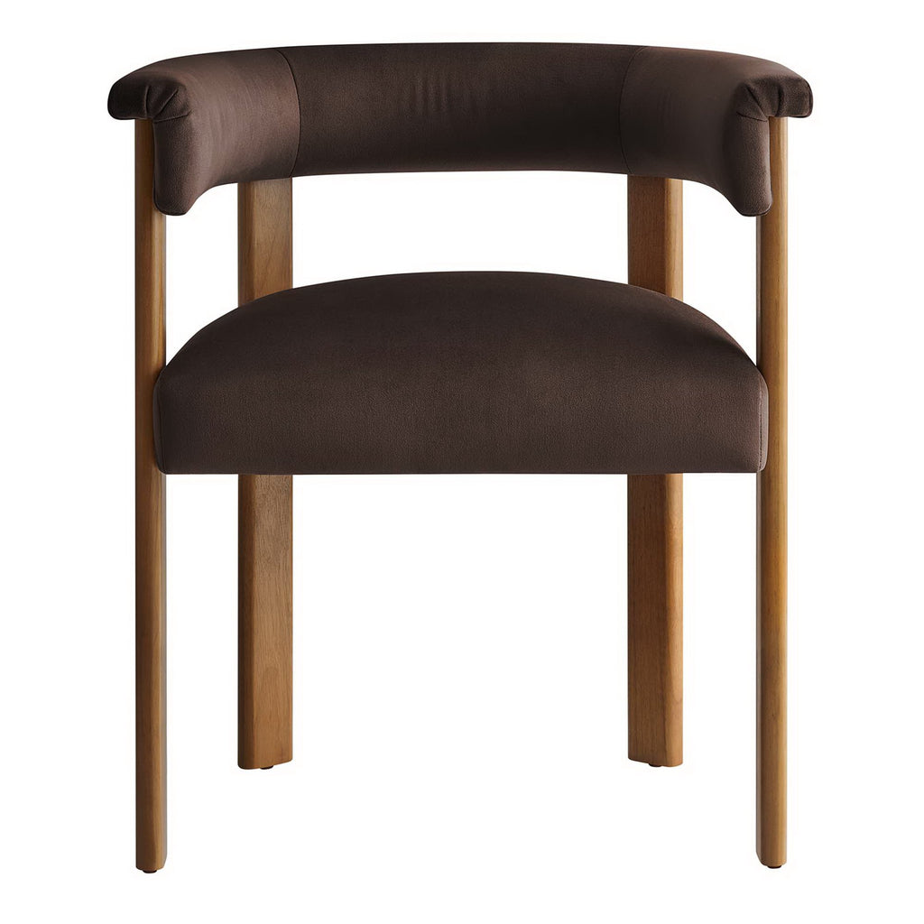 Imogen Performance Velvet Barrel Dining Chairs Set of 2 - Chocolate Brown Deep Brown