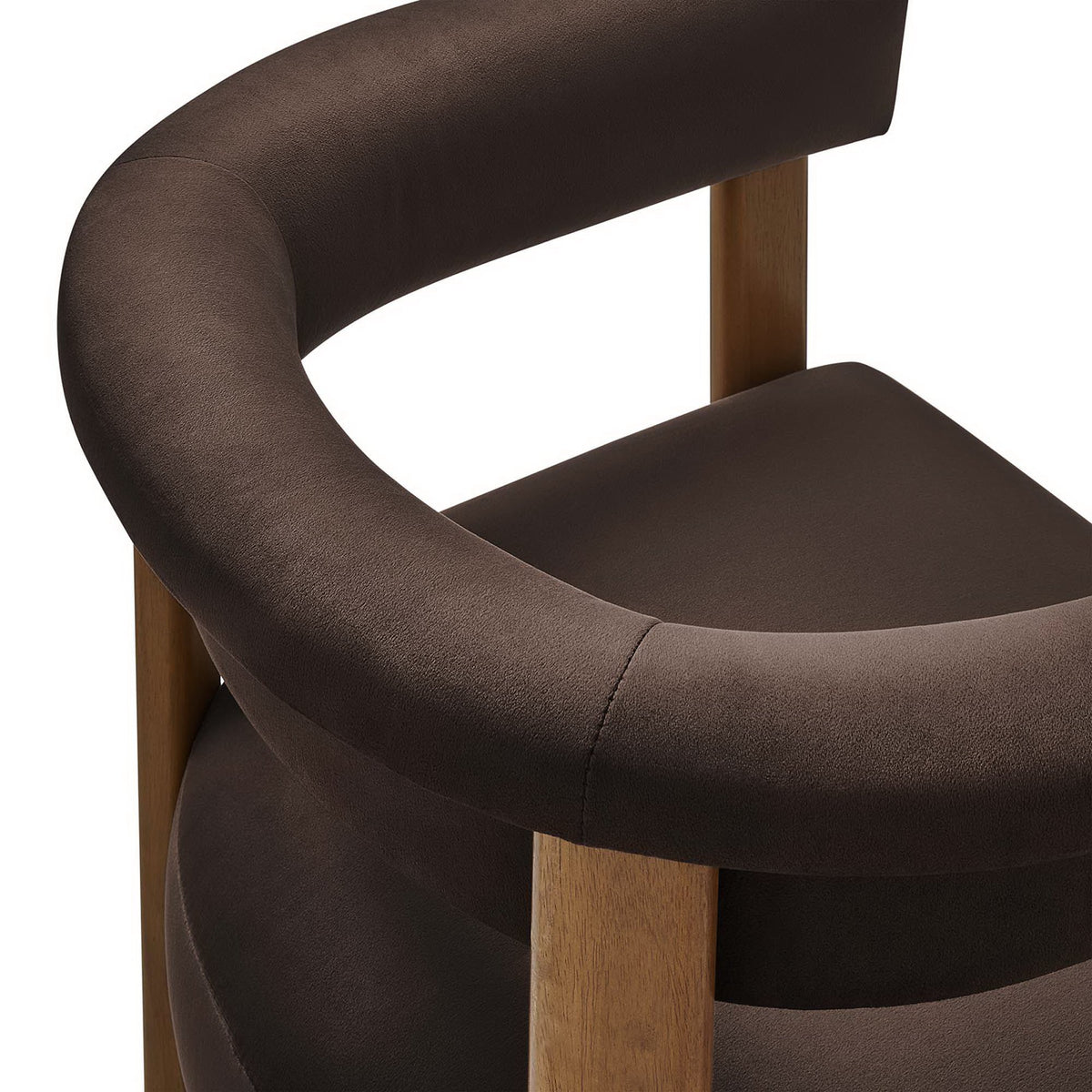 Imogen Performance Velvet Barrel Dining Chairs Set of 2 - Chocolate Brown Deep Brown