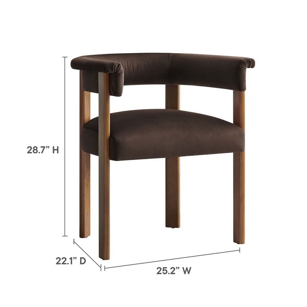 Imogen Performance Velvet Barrel Dining Chairs Set of 2 - Chocolate Brown Deep Brown