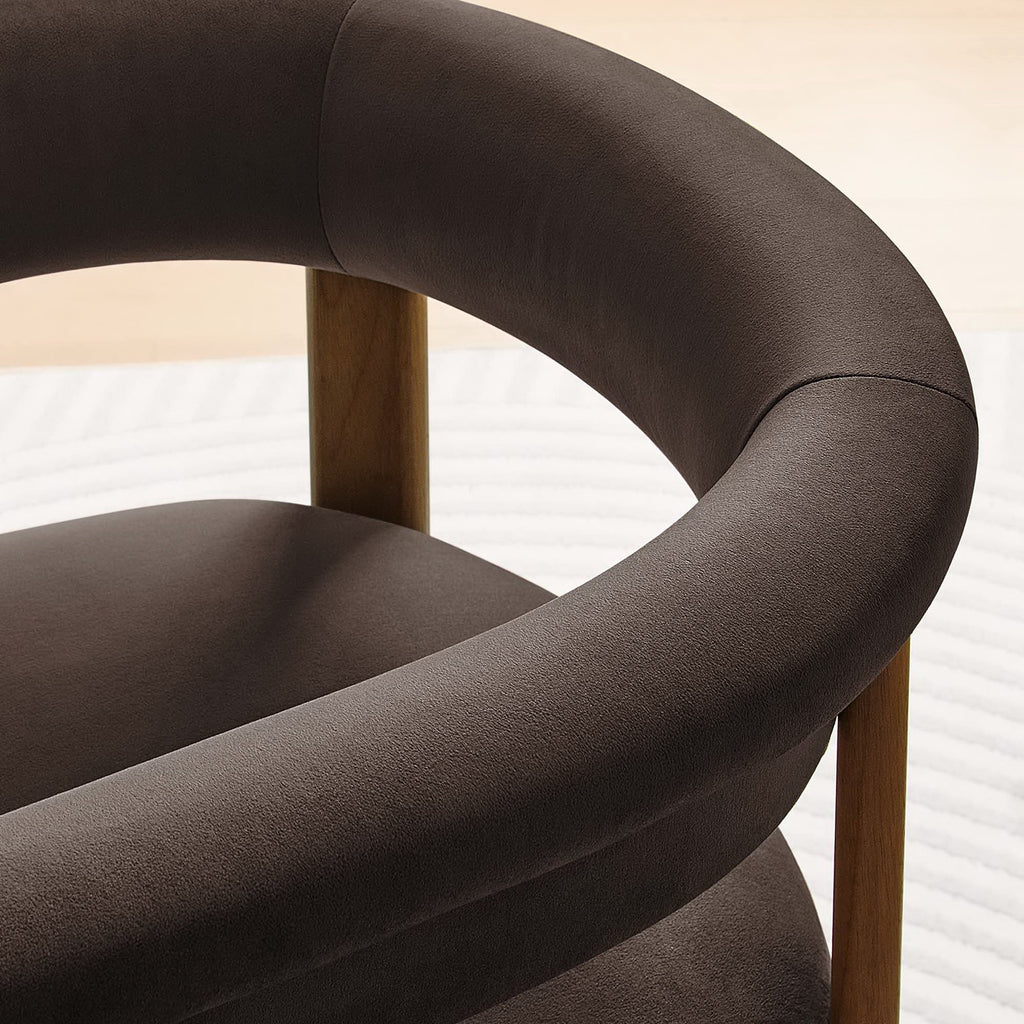 Imogen Performance Velvet Barrel Dining Chairs Set of 2 - Chocolate Brown Deep Brown