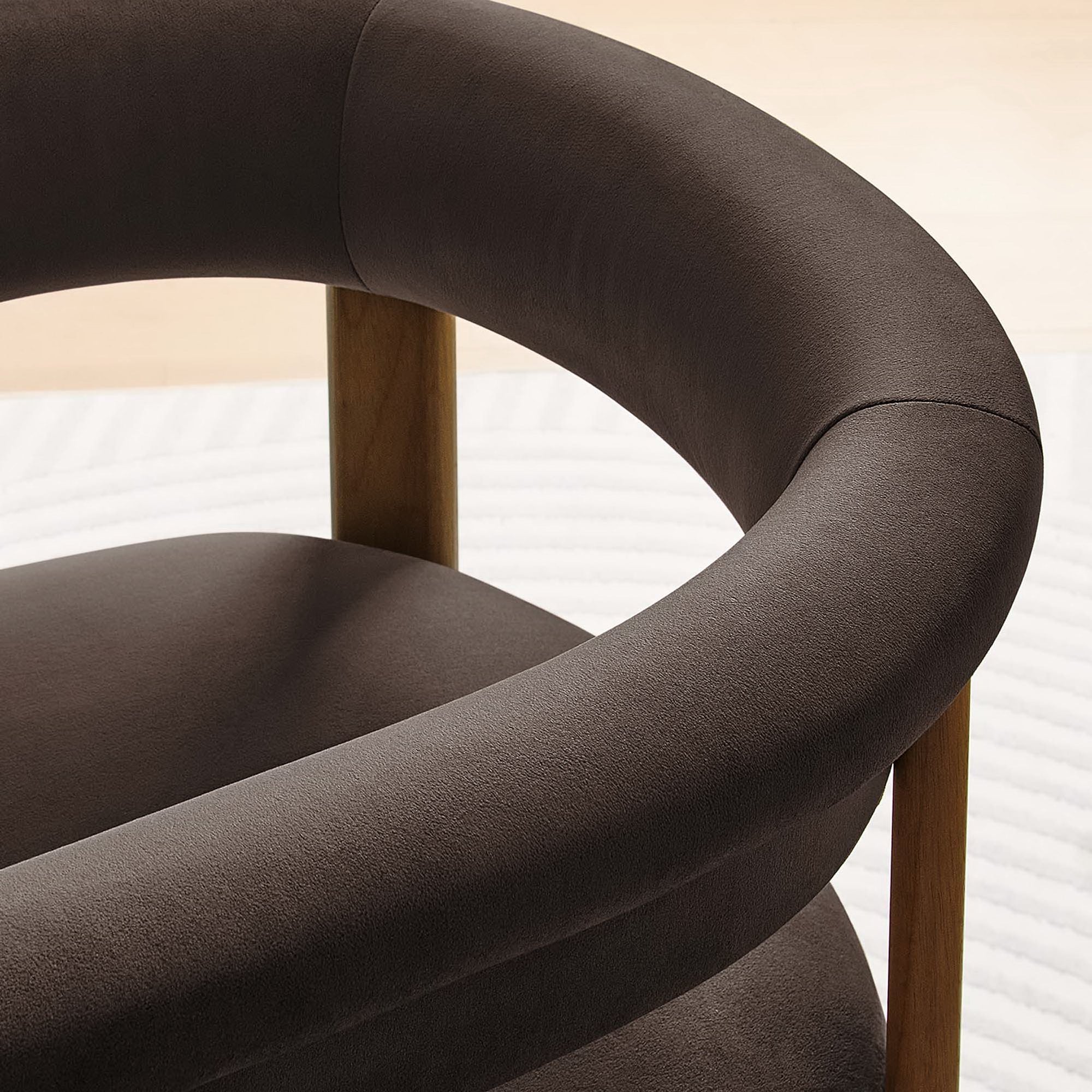 Imogen Performance Velvet Barrel Dining Chairs Set of 2 - Chocolate Brown Deep Brown