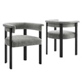 Imogen Fabric Upholstered Barrel Dining Chairs Set of 2 - Heathered Weave Gray Black