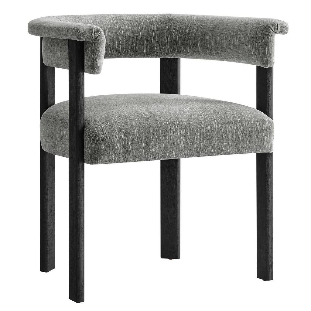 Imogen Fabric Upholstered Barrel Dining Chairs Set of 2 - Heathered Weave Gray Black