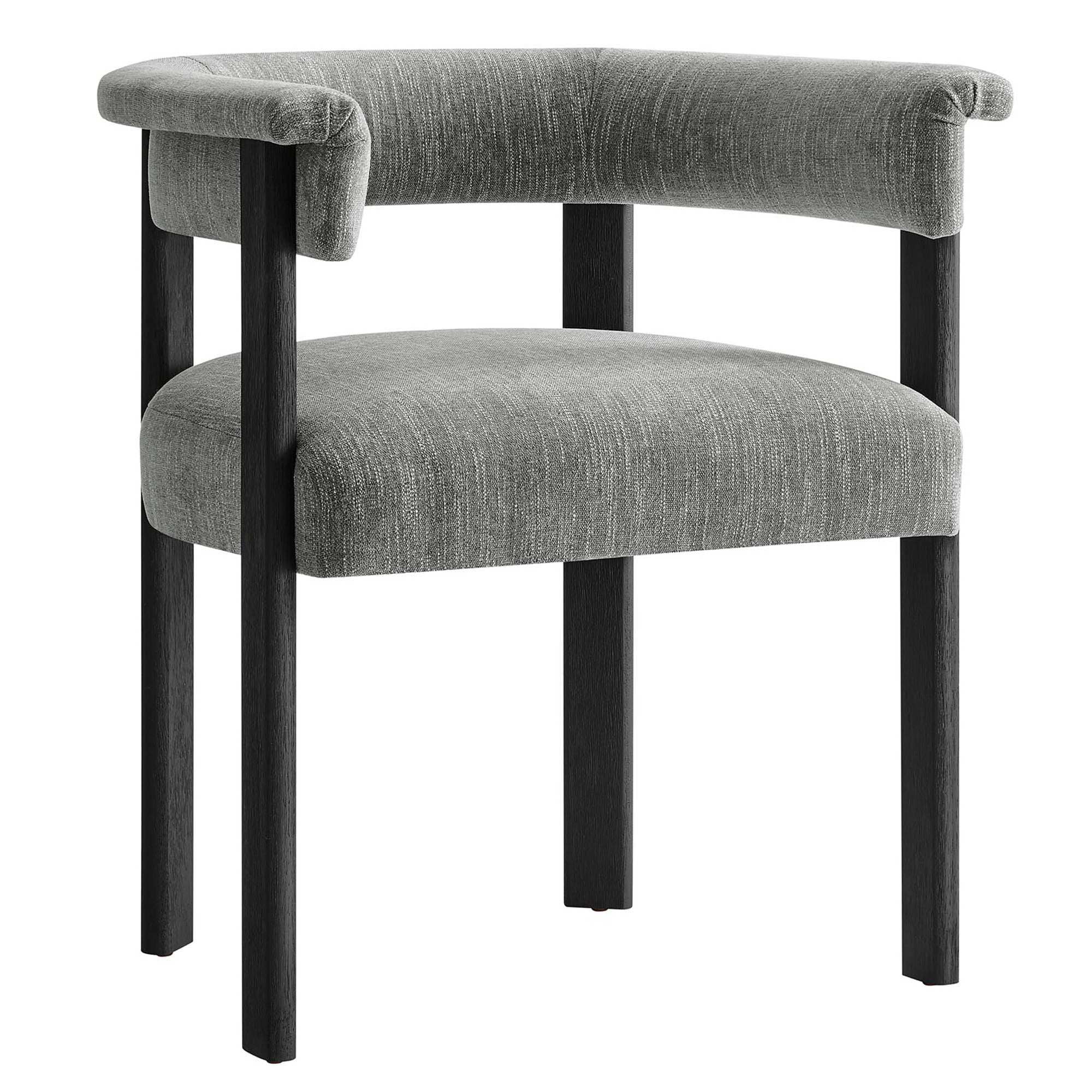 Imogen Fabric Upholstered Barrel Dining Chairs Set of 2 - Heathered Weave Gray Black