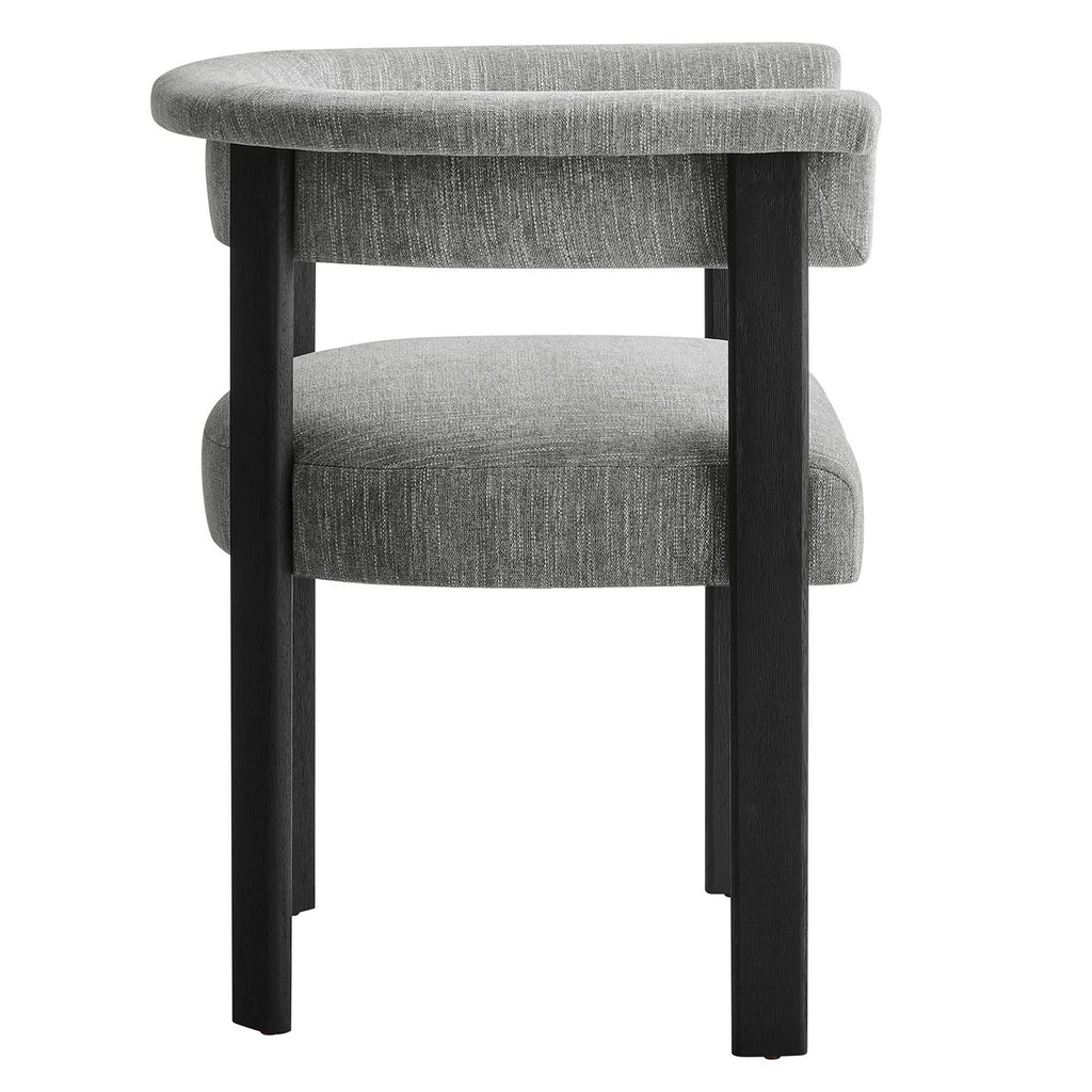 Imogen Fabric Upholstered Barrel Dining Chairs Set of 2 - Heathered Weave Gray Black