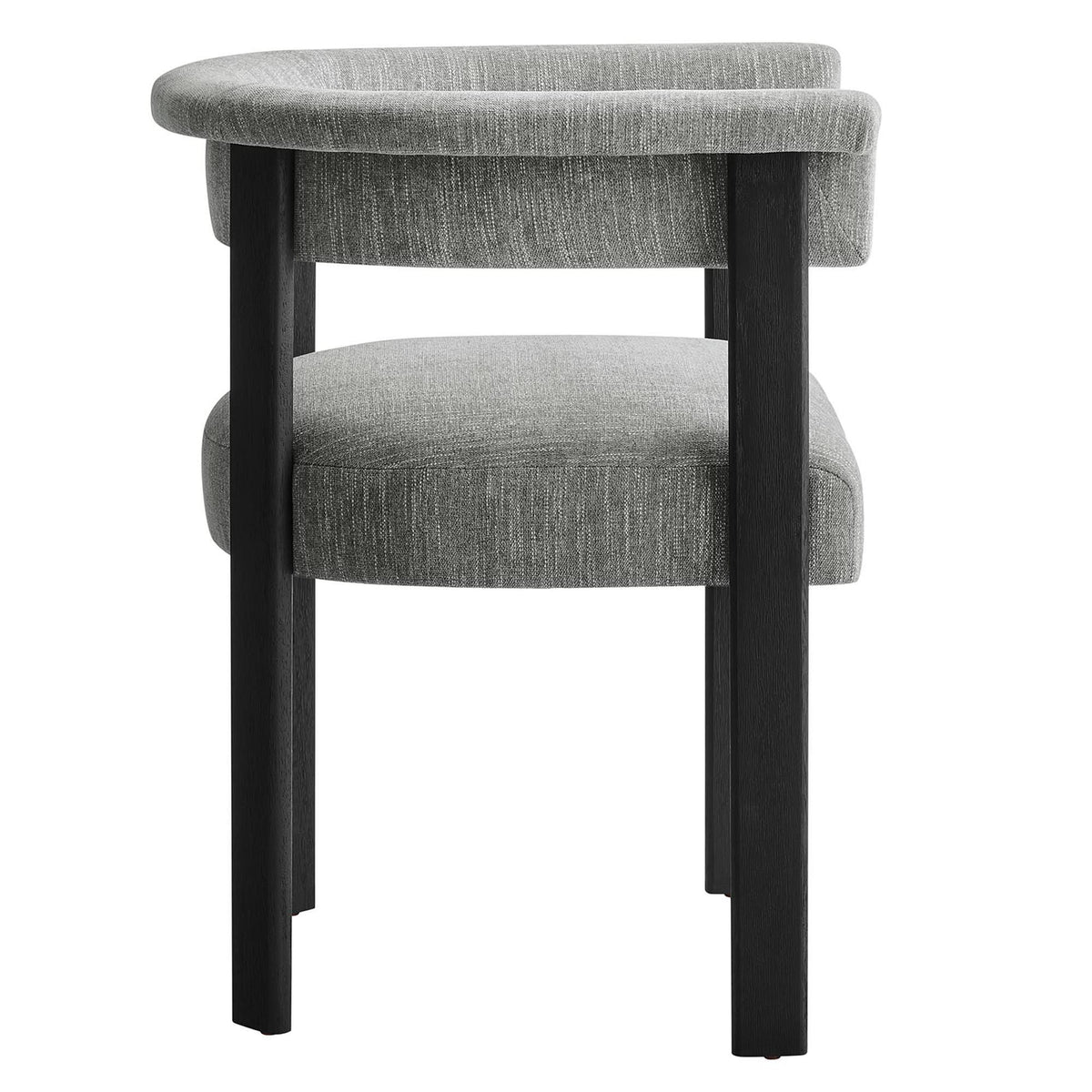 Imogen Fabric Upholstered Barrel Dining Chairs Set of 2 - Heathered Weave Gray Black