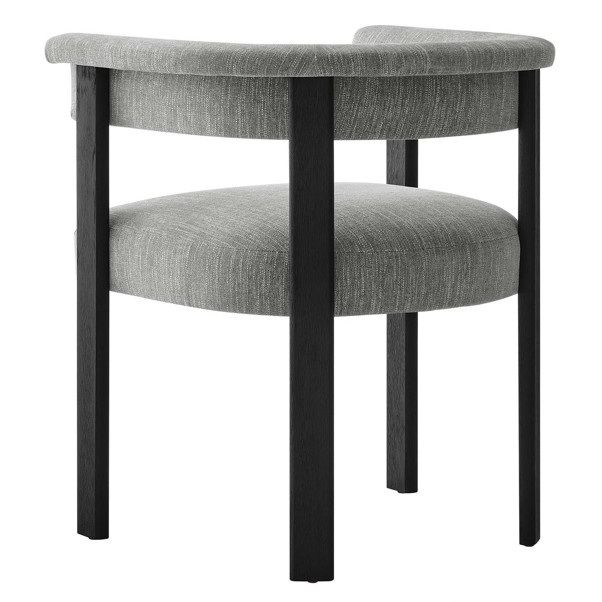 Imogen Fabric Upholstered Barrel Dining Chairs Set of 2 - Heathered Weave Gray Black