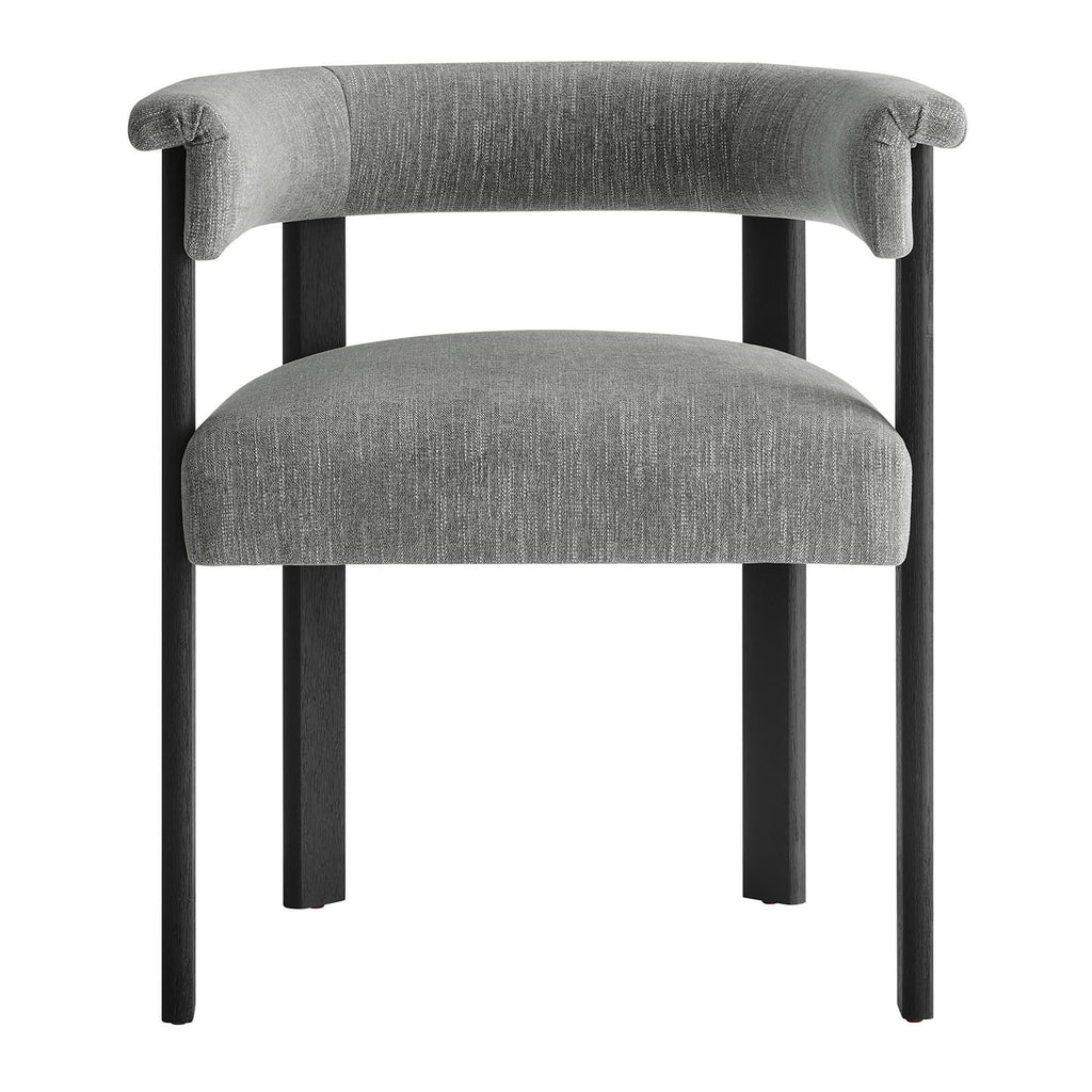 Imogen Fabric Upholstered Barrel Dining Chairs Set of 2 - Heathered Weave Gray Black