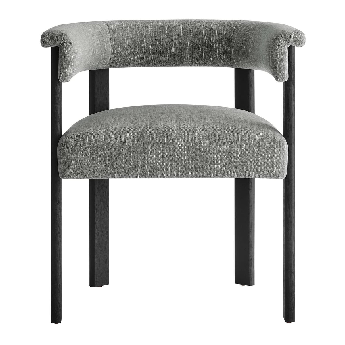 Imogen Fabric Upholstered Barrel Dining Chairs Set of 2 - Heathered Weave Gray Black