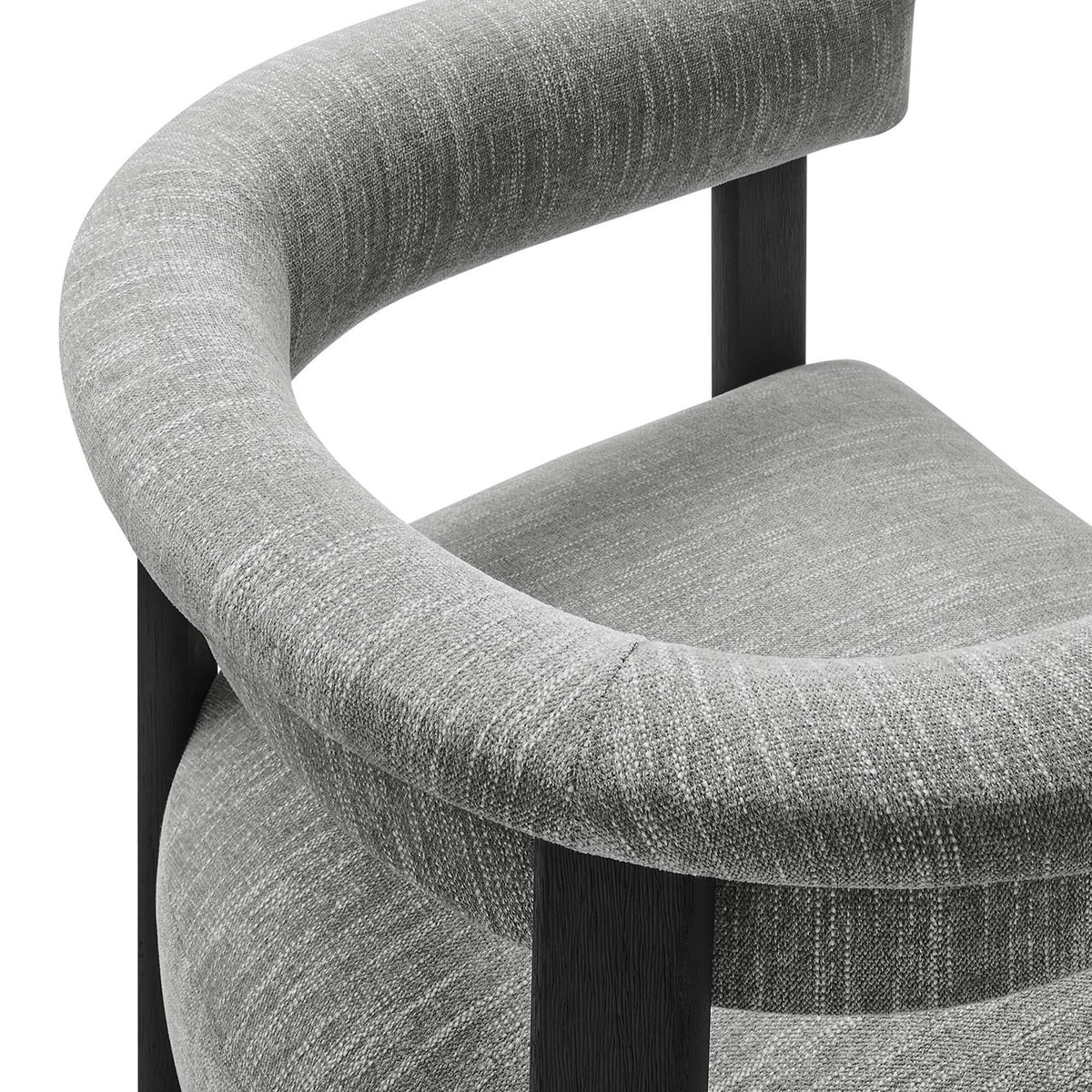 Imogen Fabric Upholstered Barrel Dining Chairs Set of 2 - Heathered Weave Gray Black
