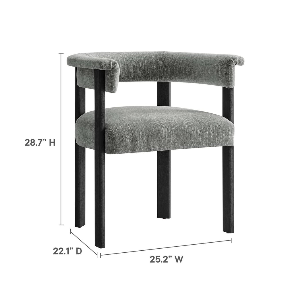 Imogen Fabric Upholstered Barrel Dining Chairs Set of 2 - Heathered Weave Gray Black