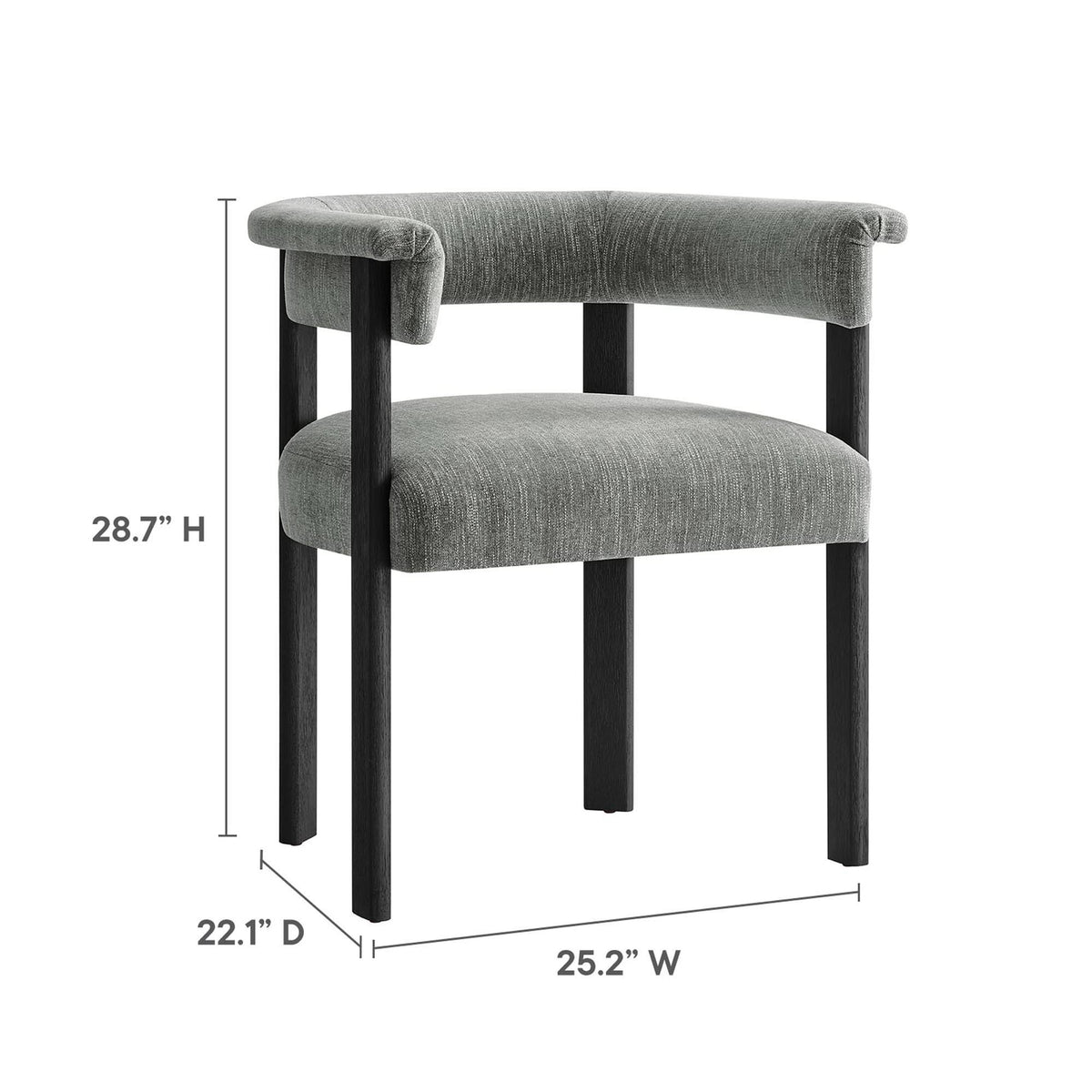 Imogen Fabric Upholstered Barrel Dining Chairs Set of 2 - Heathered Weave Gray Black