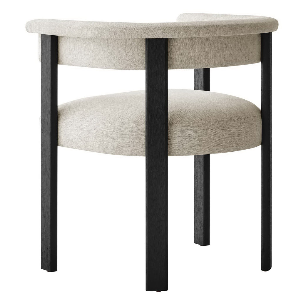 Imogen Fabric Upholstered Barrel Dining Chairs Set of 2 - Heathered Weave Ivory Black
