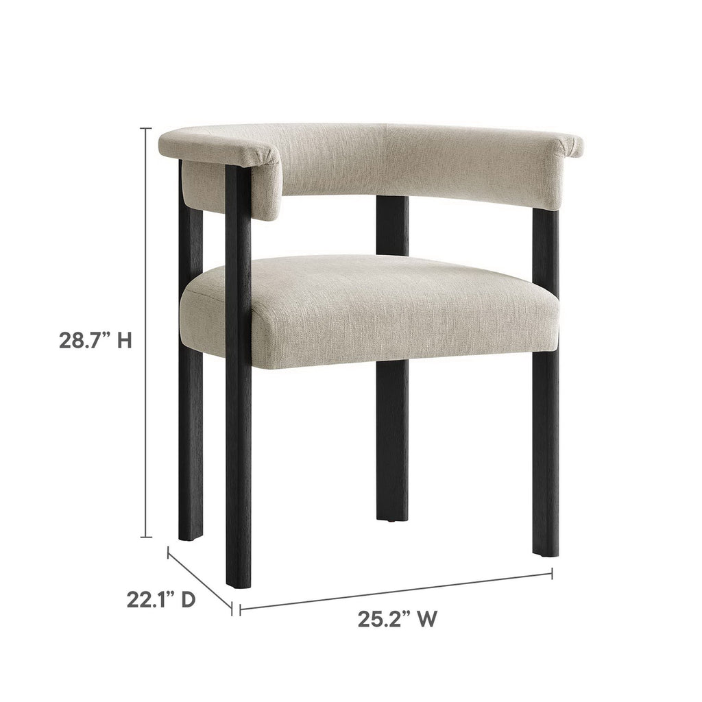 Imogen Fabric Upholstered Barrel Dining Chairs Set of 2 - Heathered Weave Ivory Black