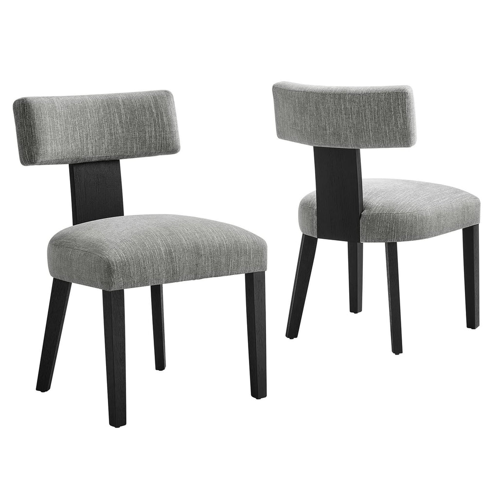 Nalani Fabric Upholstered Dining Chairs Set of 2 - Heathered Weave Gray Black