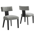 Nalani Fabric Upholstered Dining Chairs Set of 2 - Heathered Weave Gray Black