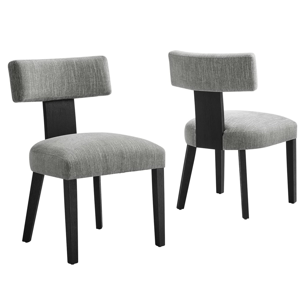 Nalani Fabric Upholstered Dining Chairs Set of 2 - Heathered Weave Gray Black
