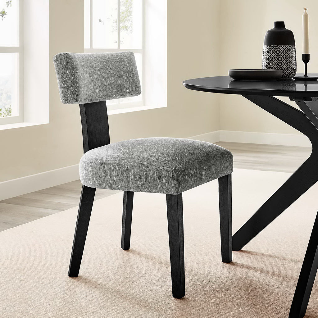 Nalani Fabric Upholstered Dining Chairs Set of 2 - Heathered Weave Gray Black