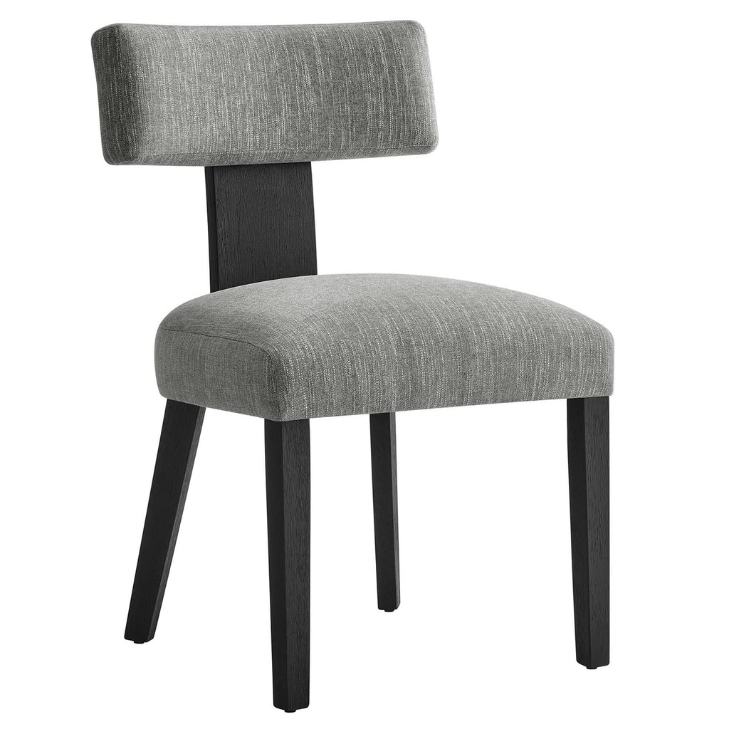 Nalani Fabric Upholstered Dining Chairs Set of 2 - Heathered Weave Gray Black