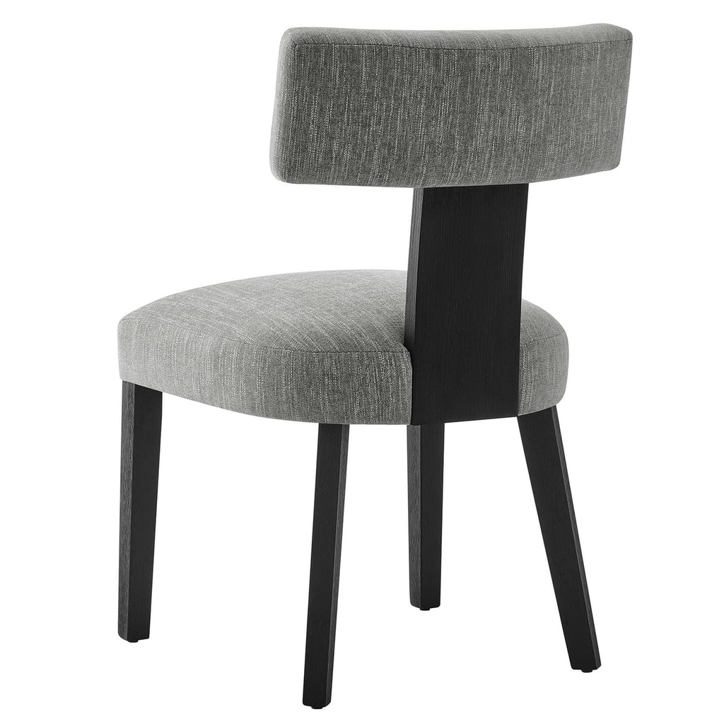 Nalani Fabric Upholstered Dining Chairs Set of 2 - Heathered Weave Gray Black