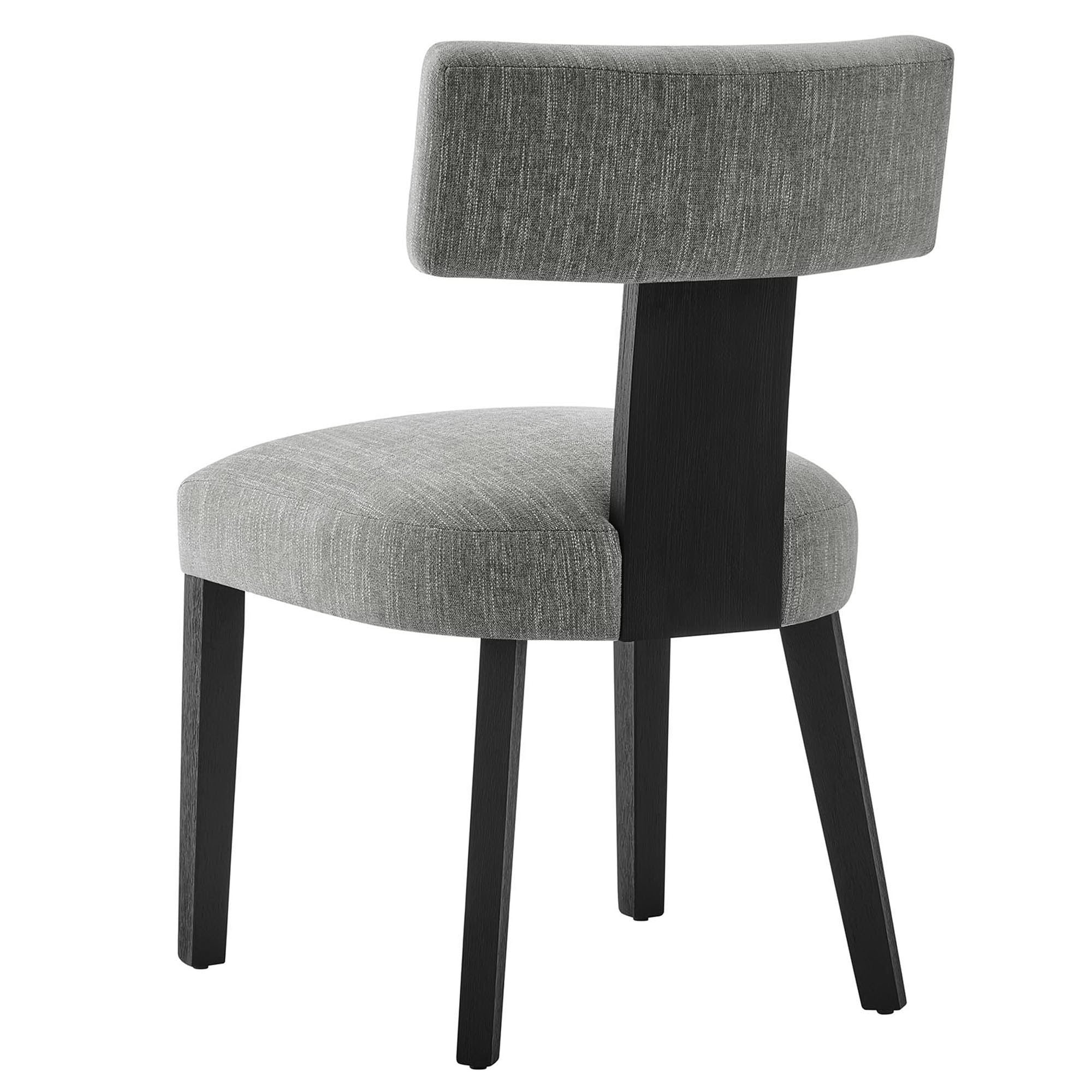 Nalani Fabric Upholstered Dining Chairs Set of 2 - Heathered Weave Gray Black