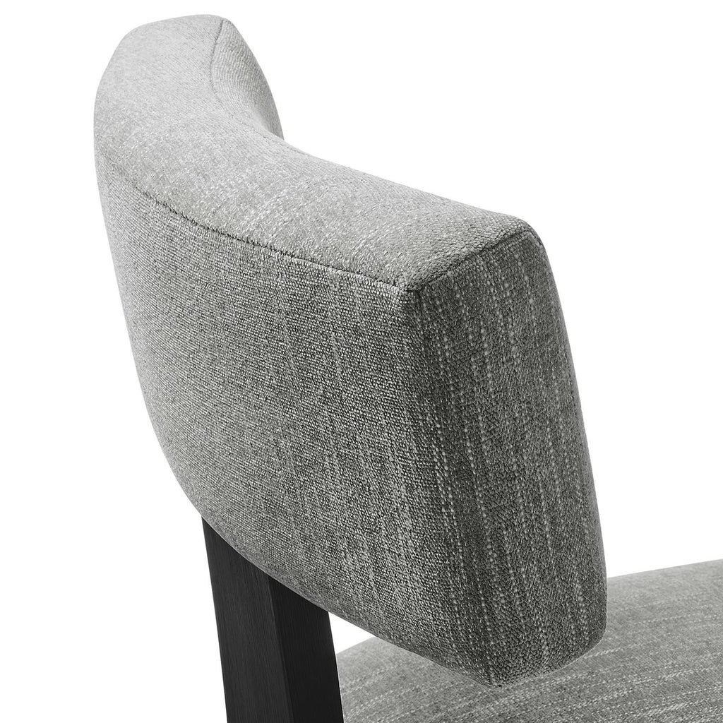 Nalani Fabric Upholstered Dining Chairs Set of 2 - Heathered Weave Gray Black