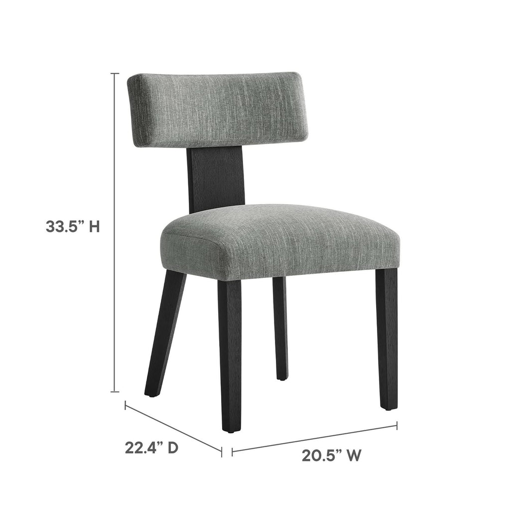 Nalani Fabric Upholstered Dining Chairs Set of 2 - Heathered Weave Gray Black