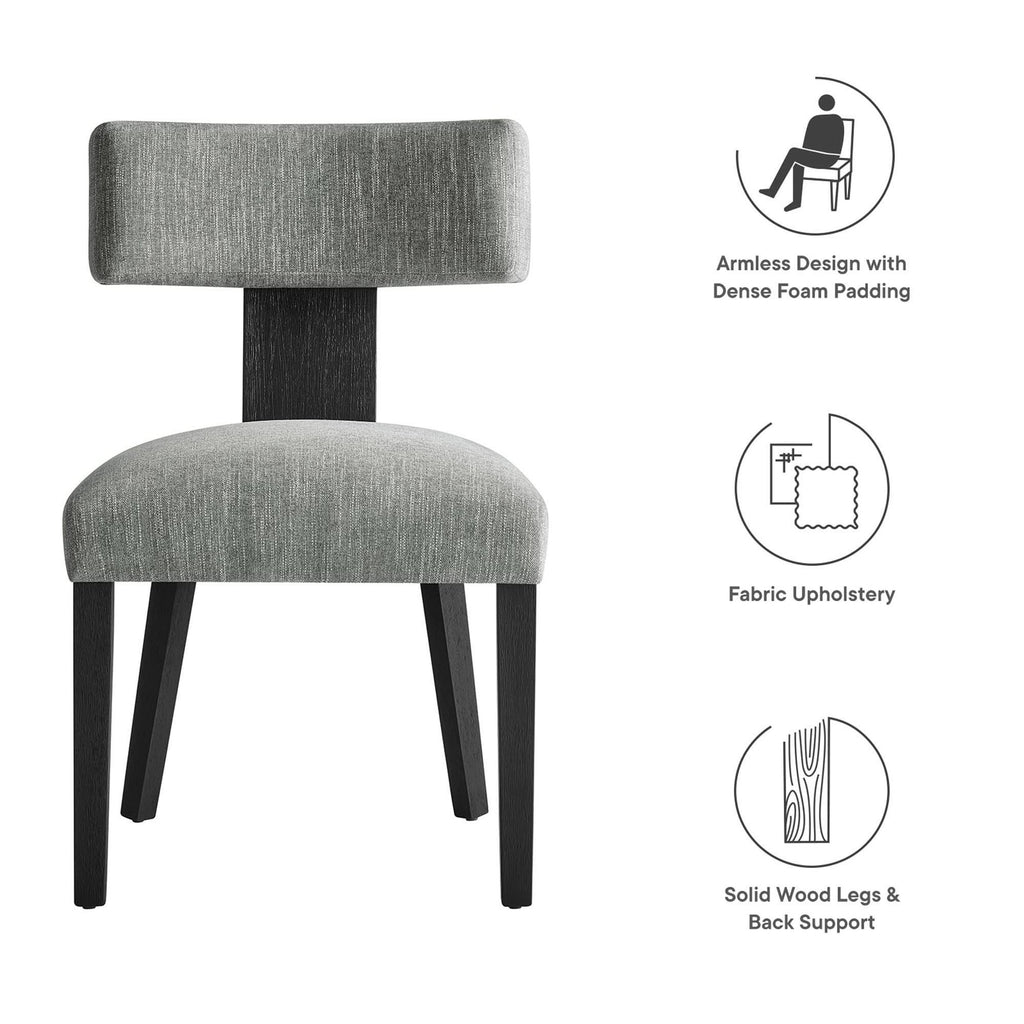 Nalani Fabric Upholstered Dining Chairs Set of 2 - Heathered Weave Gray Black