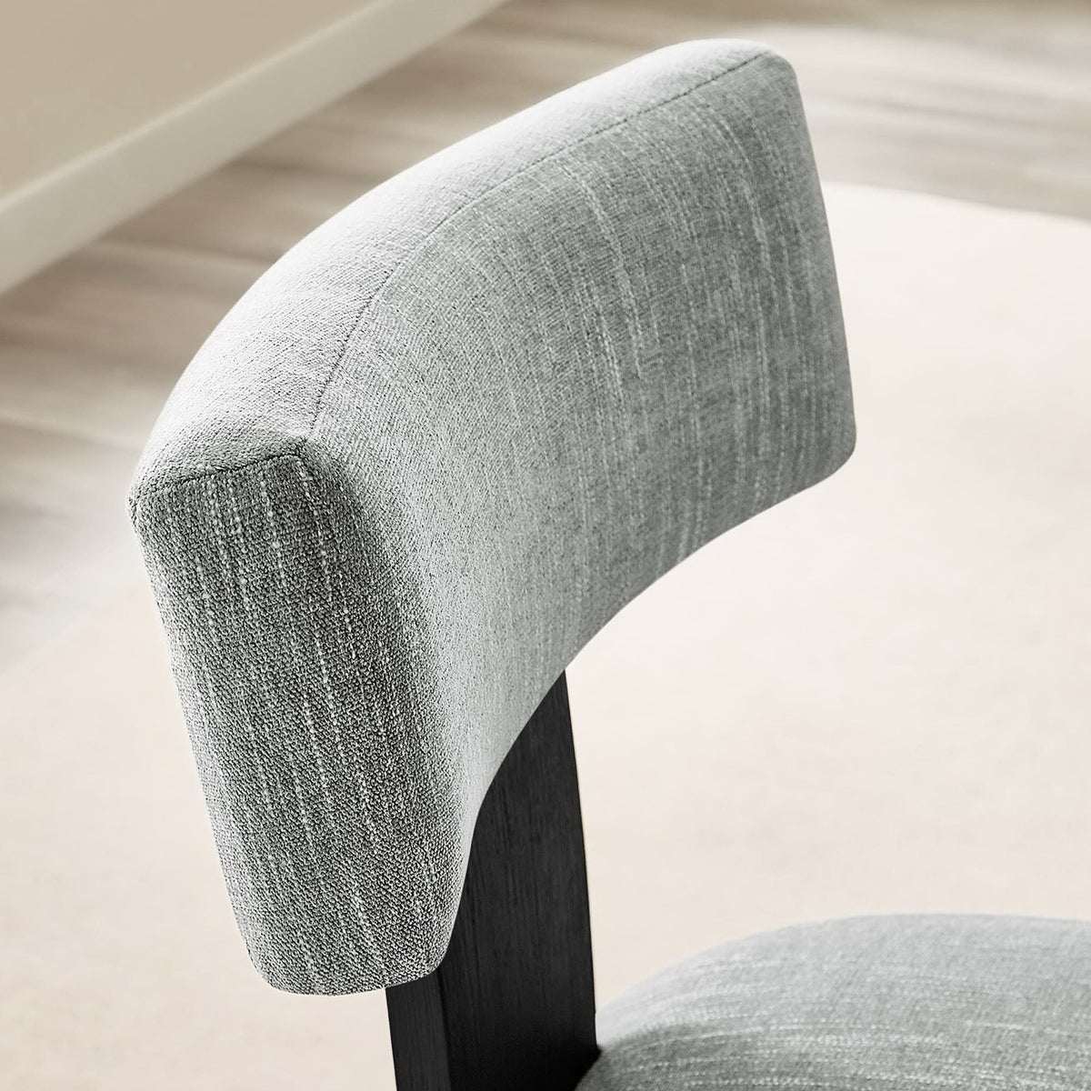 Nalani Fabric Upholstered Dining Chairs Set of 2 - Heathered Weave Gray Black