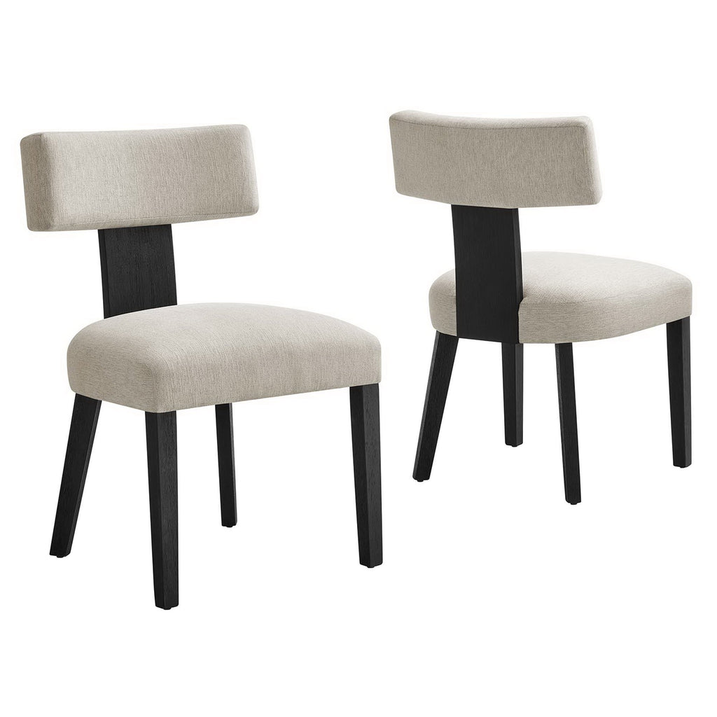 Nalani Fabric Upholstered Dining Chairs Set of 2 - Heathered Weave Ivory Black