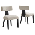 Nalani Fabric Upholstered Dining Chairs Set of 2 - Heathered Weave Ivory Black