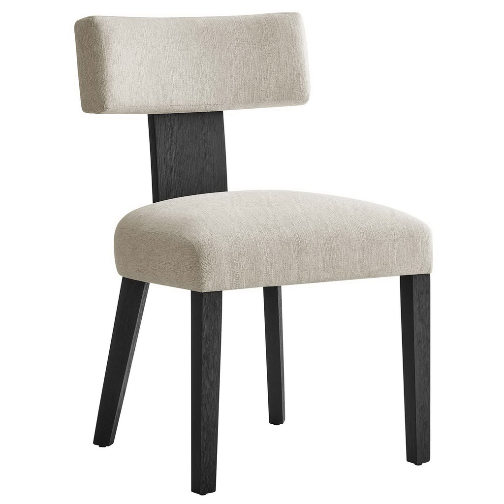 Nalani Fabric Upholstered Dining Chairs Set of 2 - Heathered Weave Ivory Black