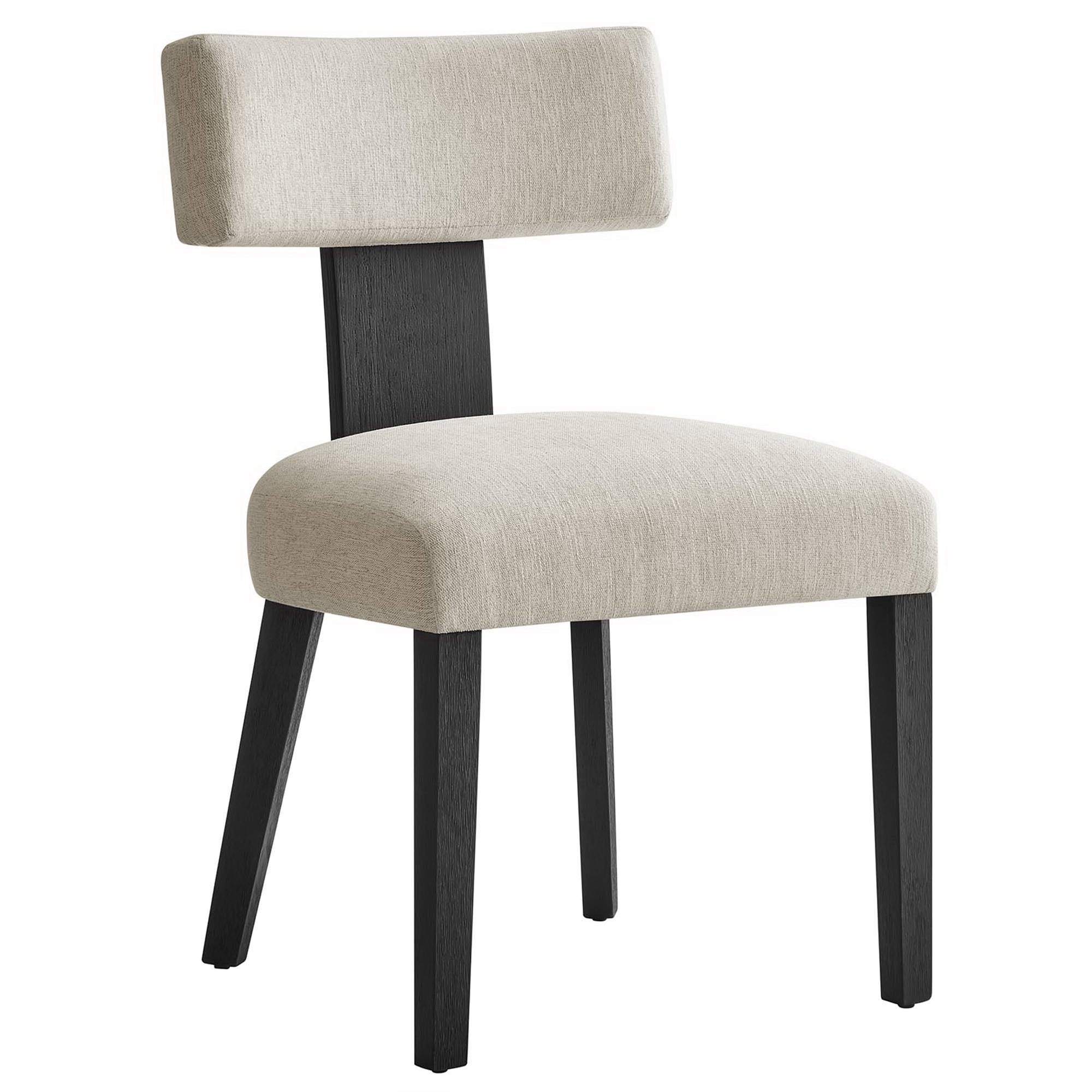 Nalani Fabric Upholstered Dining Chairs Set of 2 - Heathered Weave Ivory Black