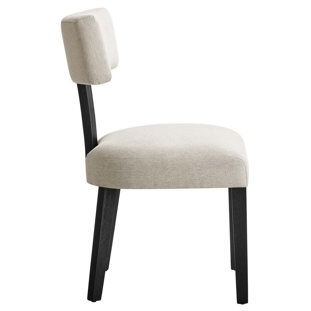 Nalani Fabric Upholstered Dining Chairs Set of 2 - Heathered Weave Ivory Black