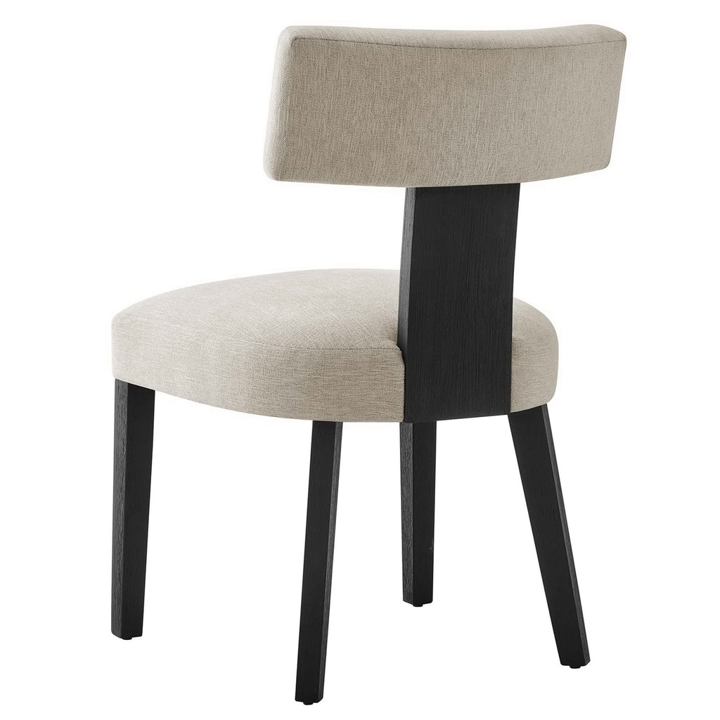 Nalani Fabric Upholstered Dining Chairs Set of 2 - Heathered Weave Ivory Black
