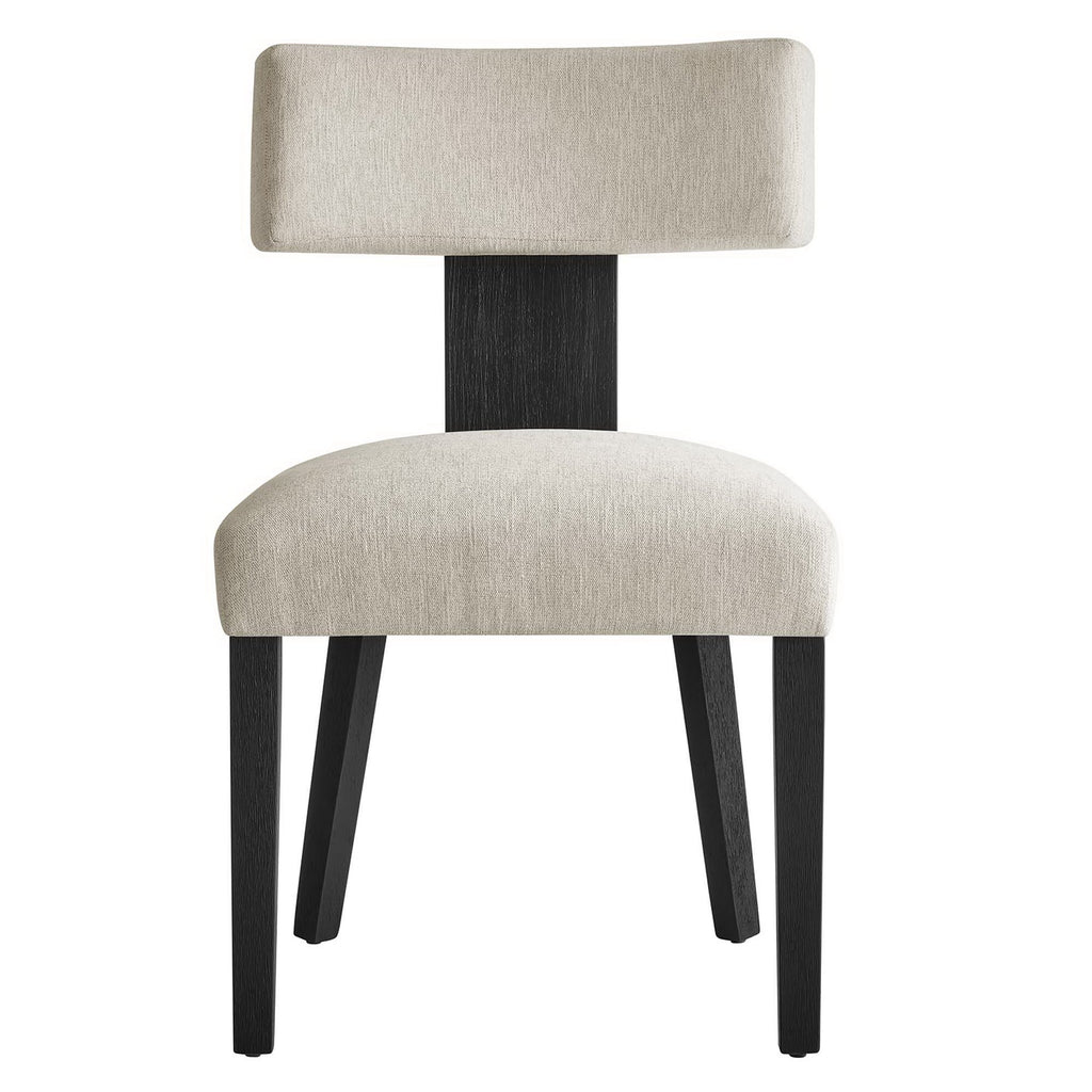 Nalani Fabric Upholstered Dining Chairs Set of 2 - Heathered Weave Ivory Black