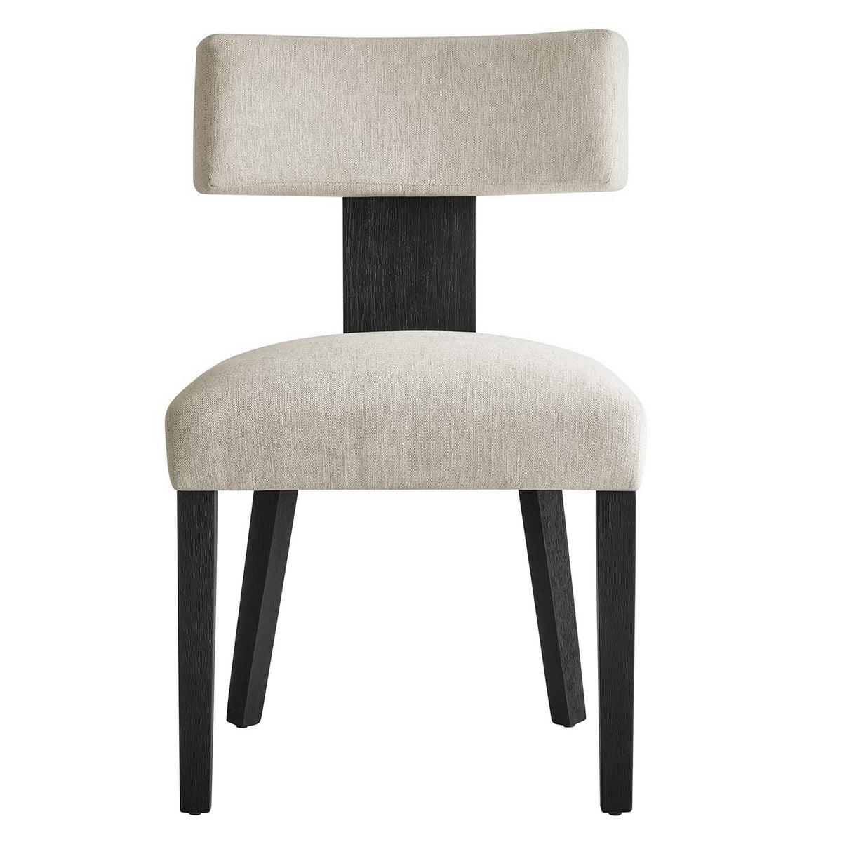 Nalani Fabric Upholstered Dining Chairs Set of 2 - Heathered Weave Ivory Black