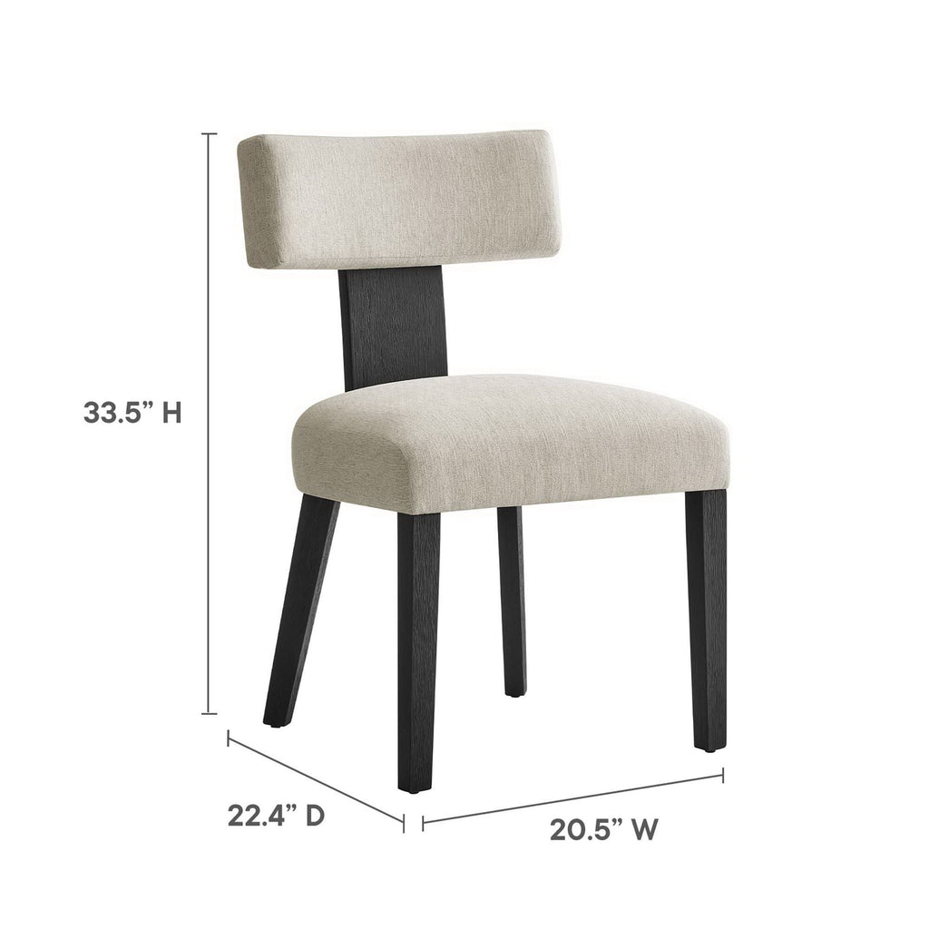 Nalani Fabric Upholstered Dining Chairs Set of 2 - Heathered Weave Ivory Black