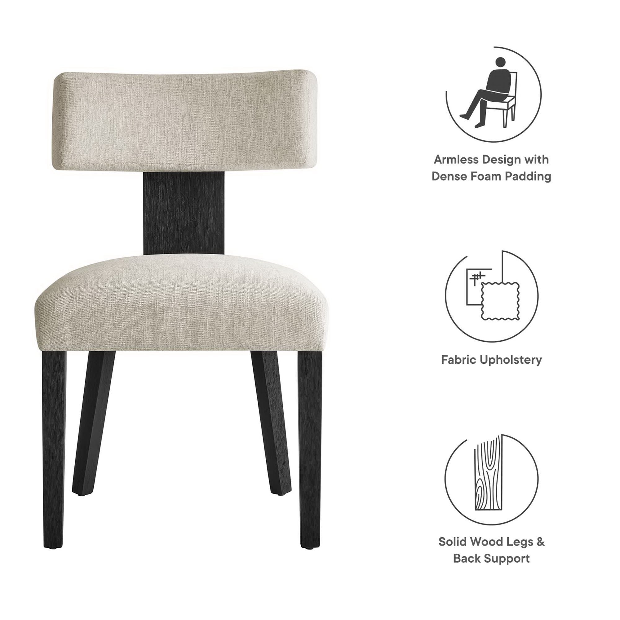 Nalani Fabric Upholstered Dining Chairs Set of 2 - Heathered Weave Ivory Black
