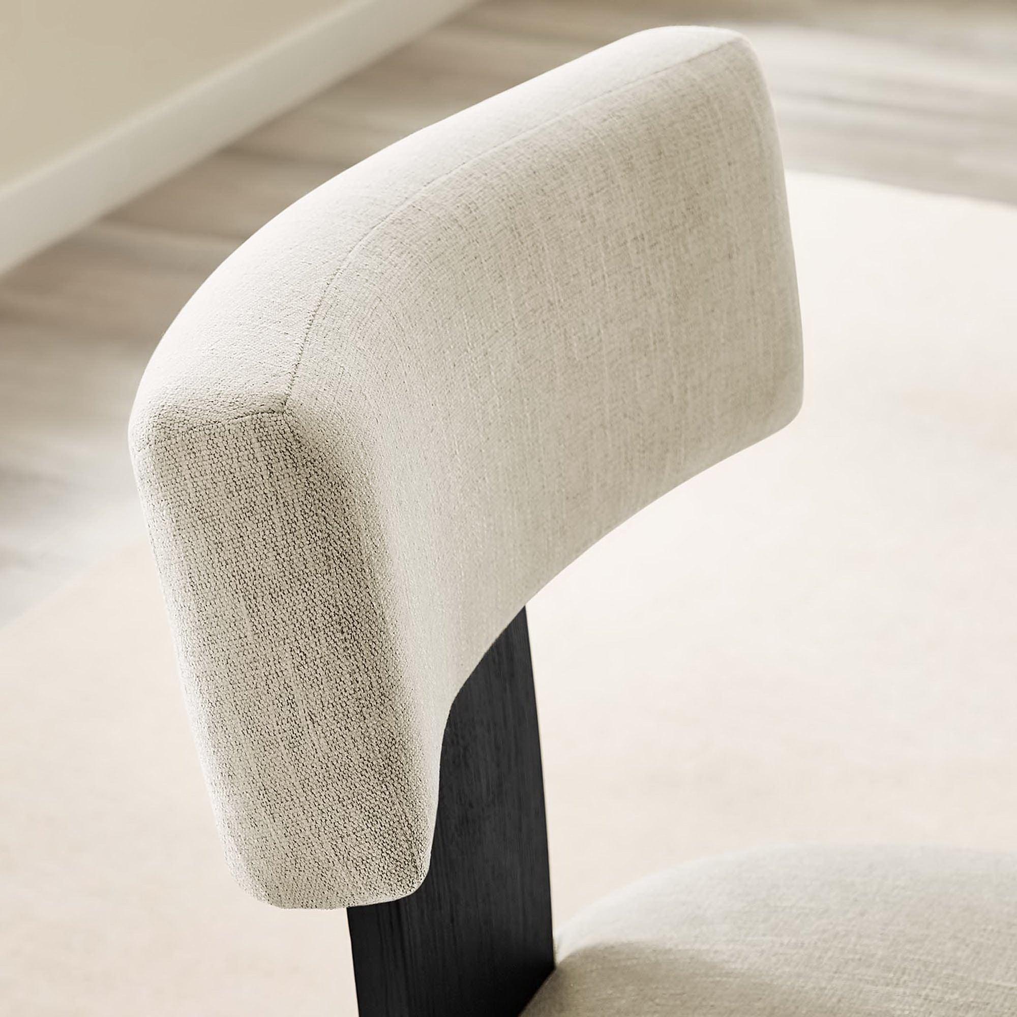 Nalani Fabric Upholstered Dining Chairs Set of 2 - Heathered Weave Ivory Black