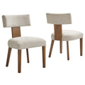 Nalani Fabric Upholstered Dining Chairs Set of 2 - Heathered Weave Ivory Deep Brown