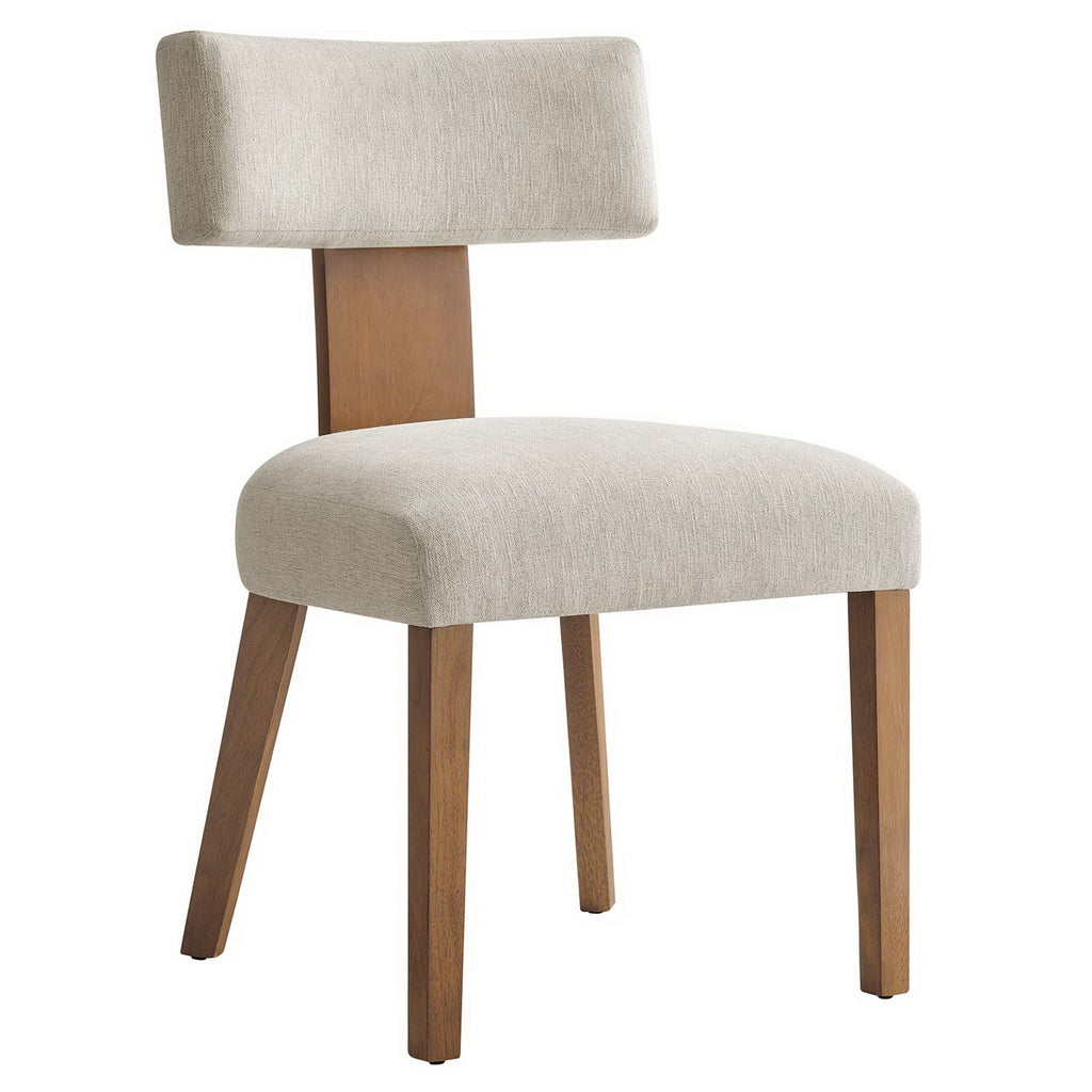 Nalani Fabric Upholstered Dining Chairs Set of 2 - Heathered Weave Ivory Deep Brown