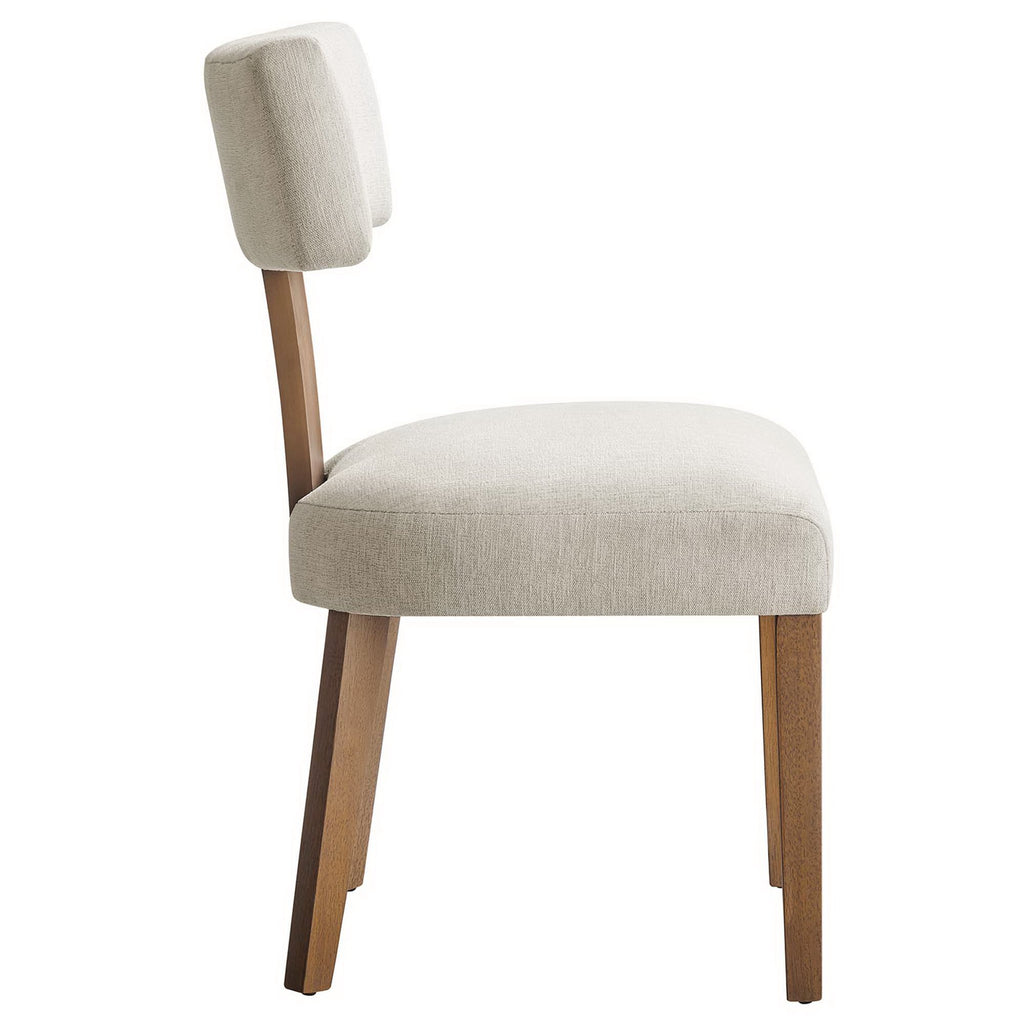 Nalani Fabric Upholstered Dining Chairs Set of 2 - Heathered Weave Ivory Deep Brown
