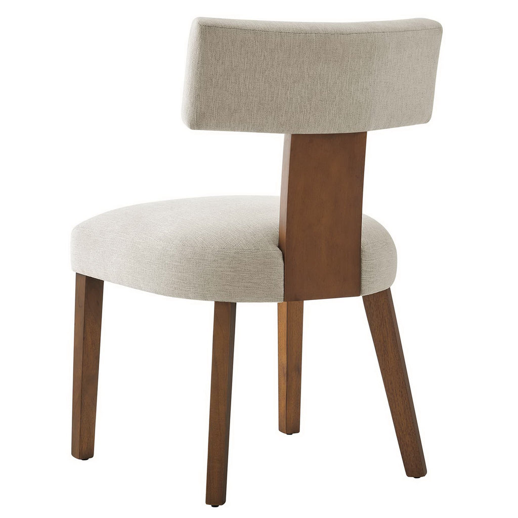 Nalani Fabric Upholstered Dining Chairs Set of 2 - Heathered Weave Ivory Deep Brown